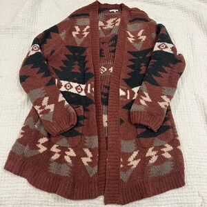 Jodifl Aztec Cardigan Super Soft Heavyweight Rust Brown Women’s L
